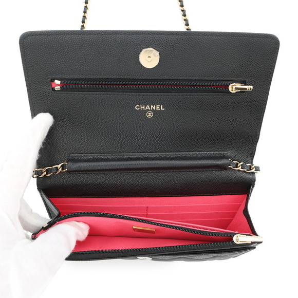 Chanel Chain Wallet Matelasse Coco Mark Caviar Skin AP3516 CHANEL Black - Picture 6 of 10